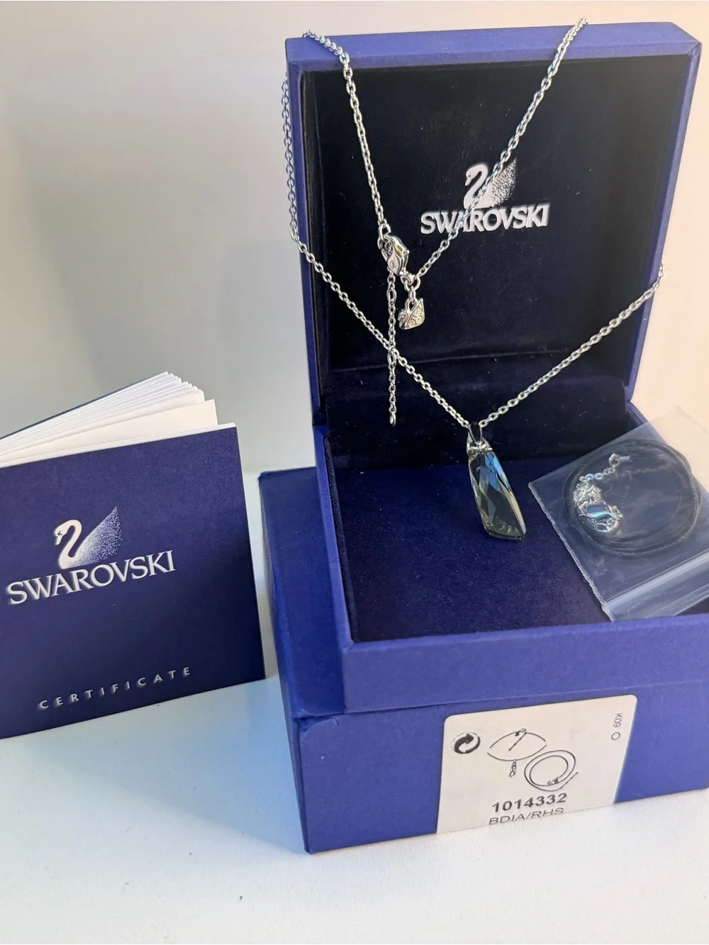 Swarovski Clear Crystal Faceted Pendant Necklace with Silver Chain